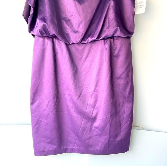 NWT! ($130) Jessica Simpson One Shoulder Purple Satin Dress Formal Prom Dress 14 - Picture 6 of 12